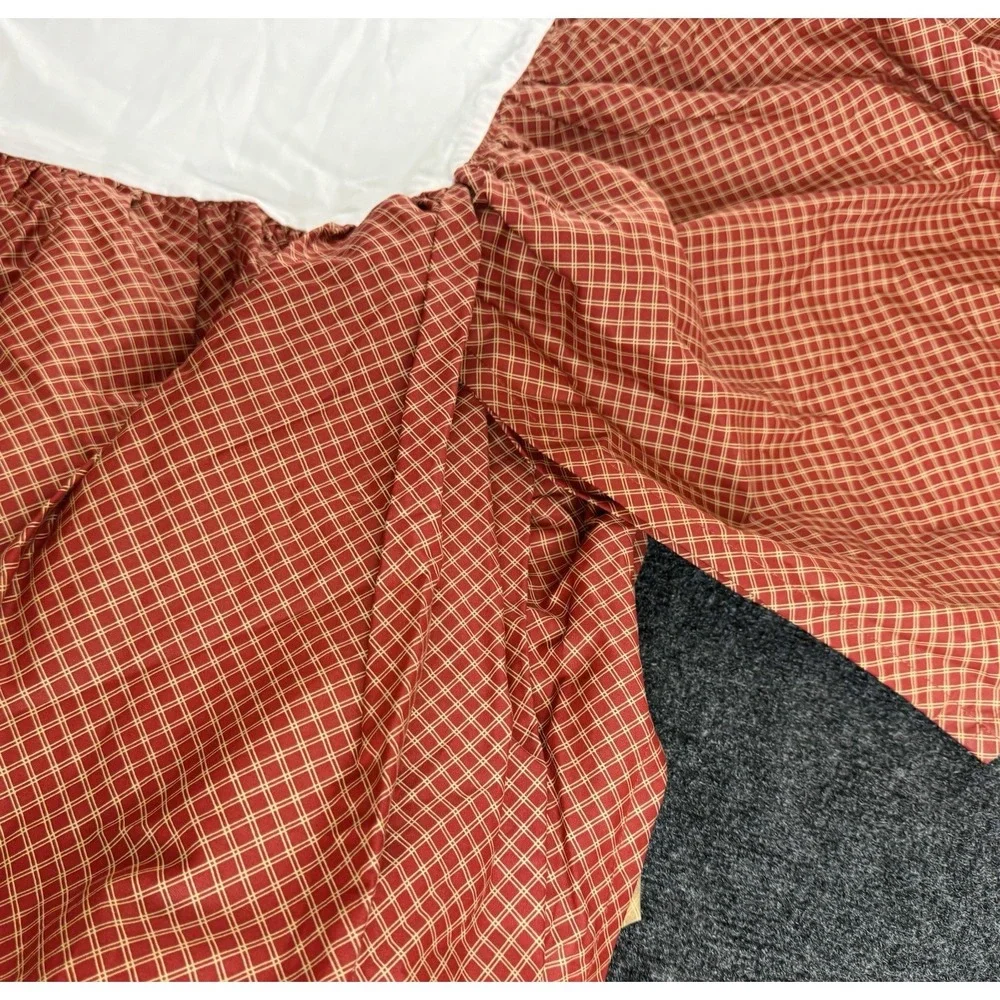 Chaps Ralph Lauren Home Elizabeth Queen Bed Skirt Red Tan Check Plaid Cotton 15
